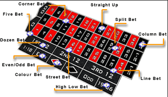 American Roulette betting options