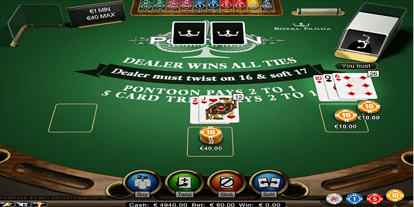 Pontoon Blackjack table